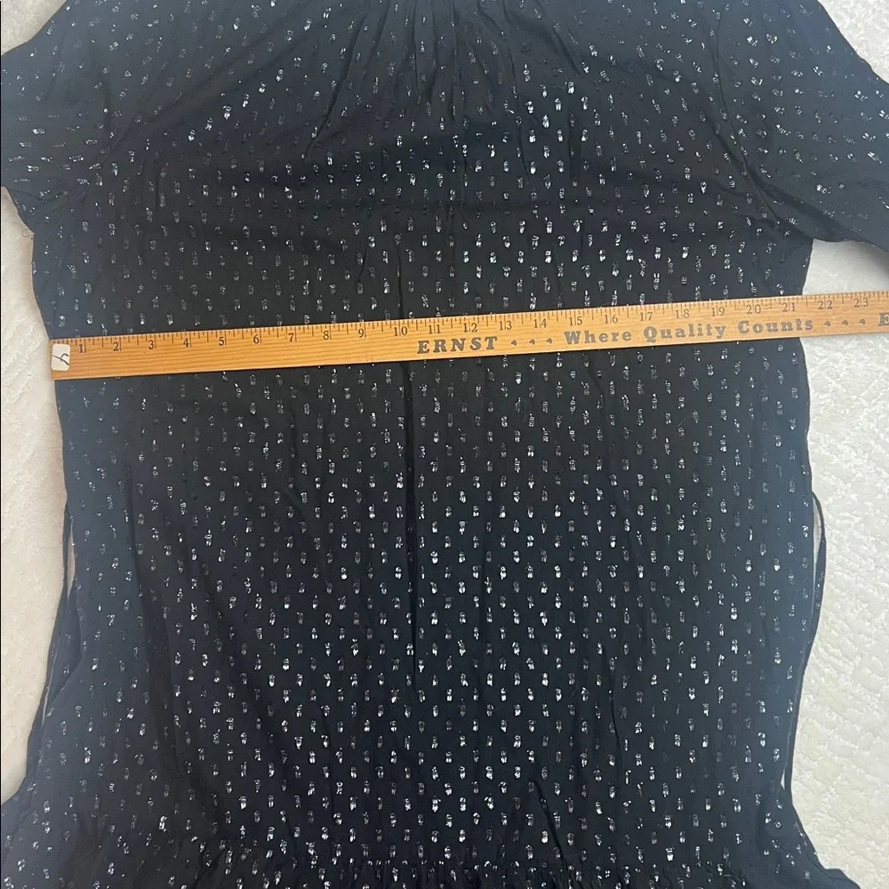 New! Gap black and metallic mock neck long ballon sleeves ruffle hem mini dress - Picture 8 of 13